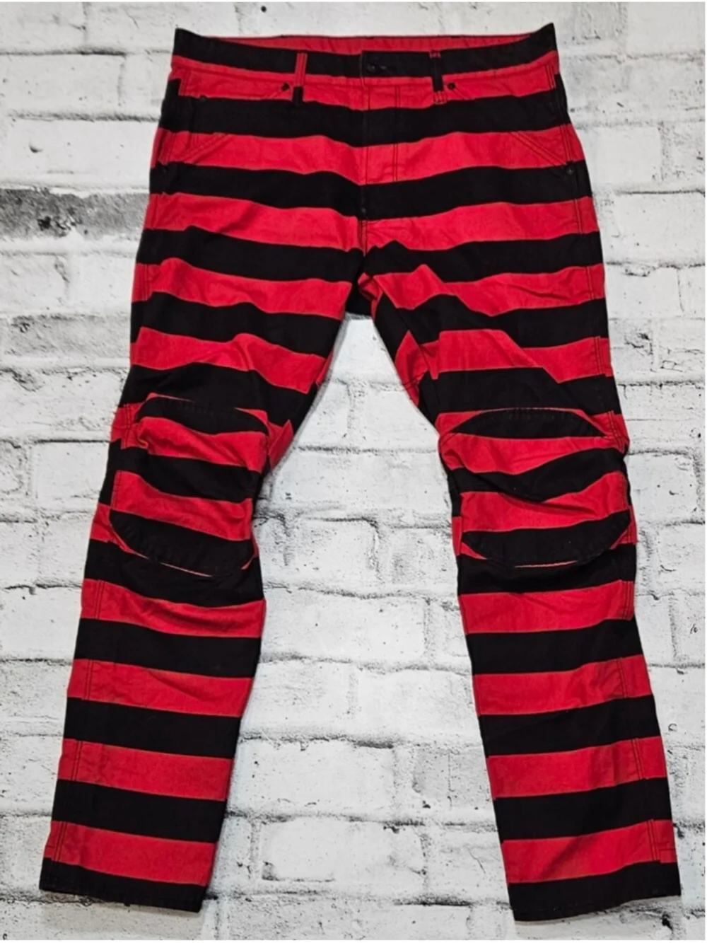 G Star RAW 5622 3D Tapered Red Black Striped Jeans W32 L30